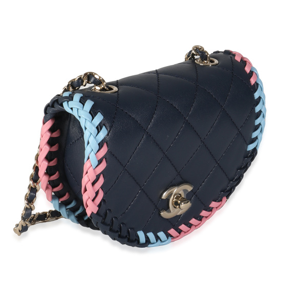 Chanel Navy Quilted Lambskin Braided Mini Messenger Flap Bag - Picture 3 of 8